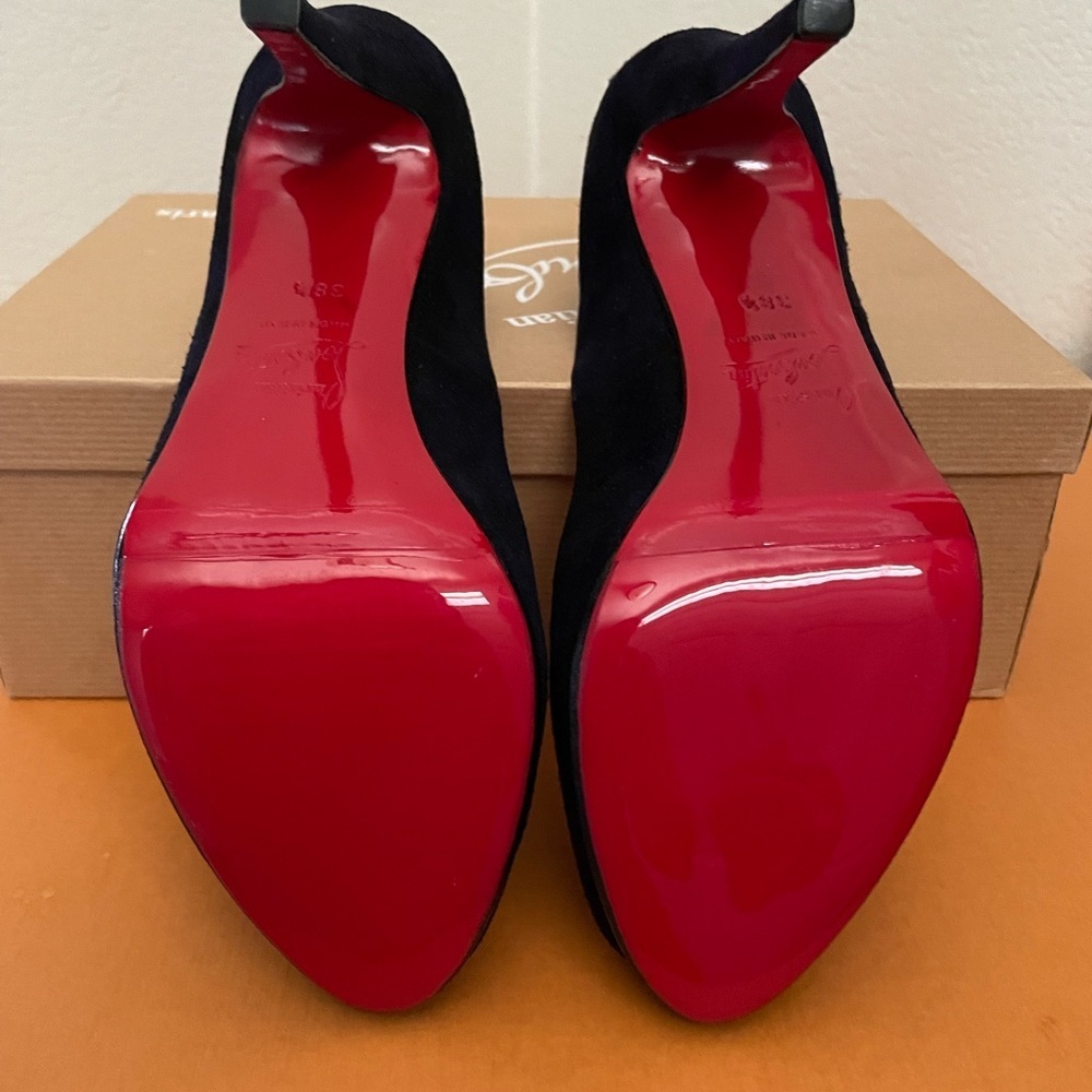 Christian Louboutin Very Prive Black Suede Veau Velour platform pumps EU38.5 - Picture 5 of 12